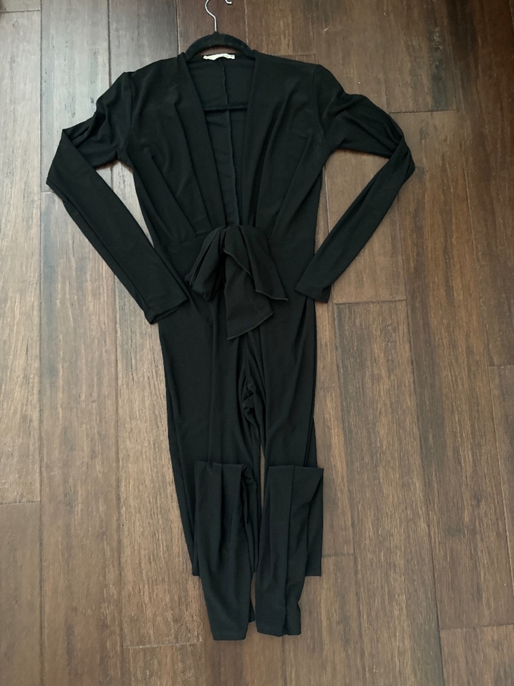 Philosophy of Paek P.O.P Black Long Sleeve Wrap Tie Front Jumpsuit